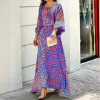 Ensemble robe longue imprimée et bustier à manches longues et taille haute pour femmes