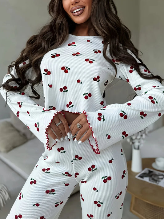 Pyjama à Cerises Femme – Ensemble 2 Pièces Style Y2K