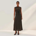 Robe maxi plissée en maille pour femmes