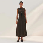 Robe maxi plissée en maille pour femmes