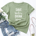 T Shirt imprimer en coton à manches courtes pour femmes