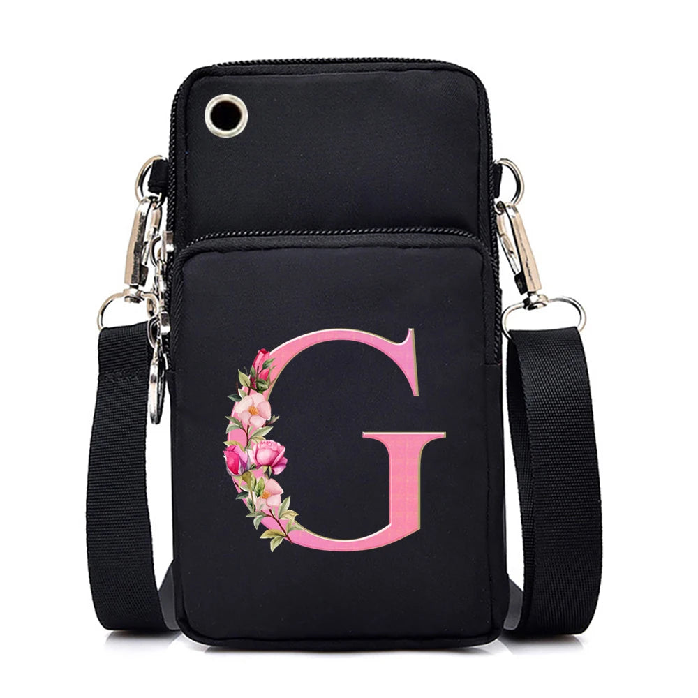 Sac à bandoulière série lettres Sakura rose pour téléphone portable pour femmes