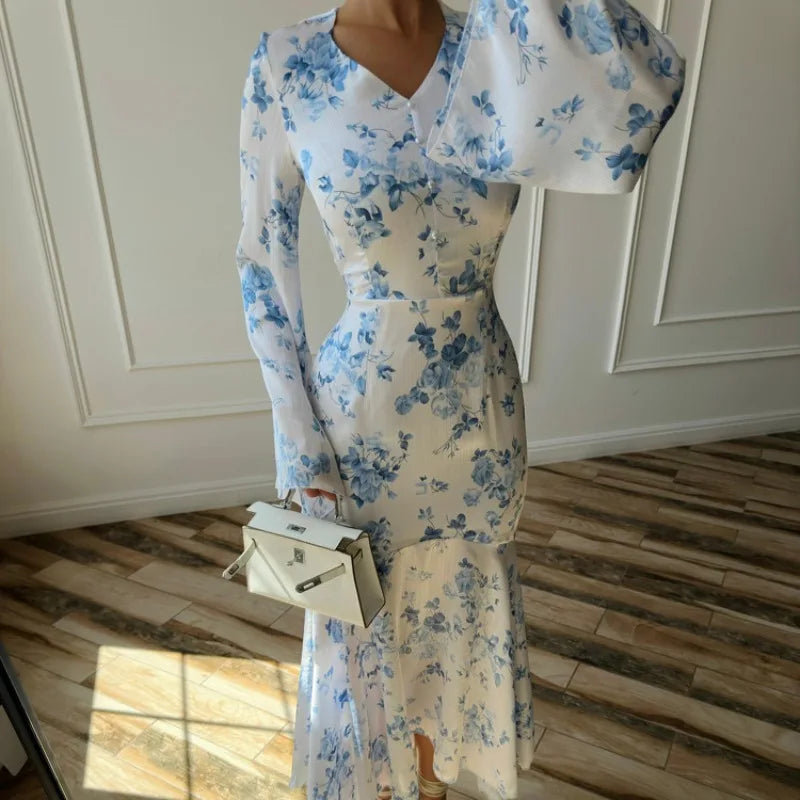 Robe longue élégante à fleurs pour femmes