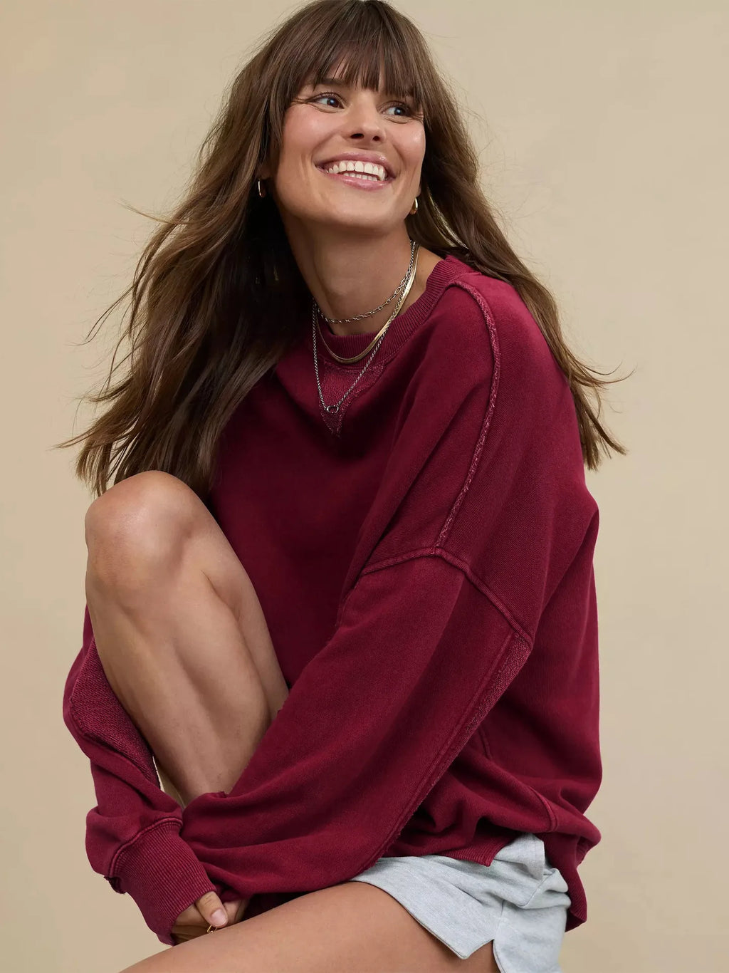 Sweat à capuche ample et décontracté à col rond pour femmes