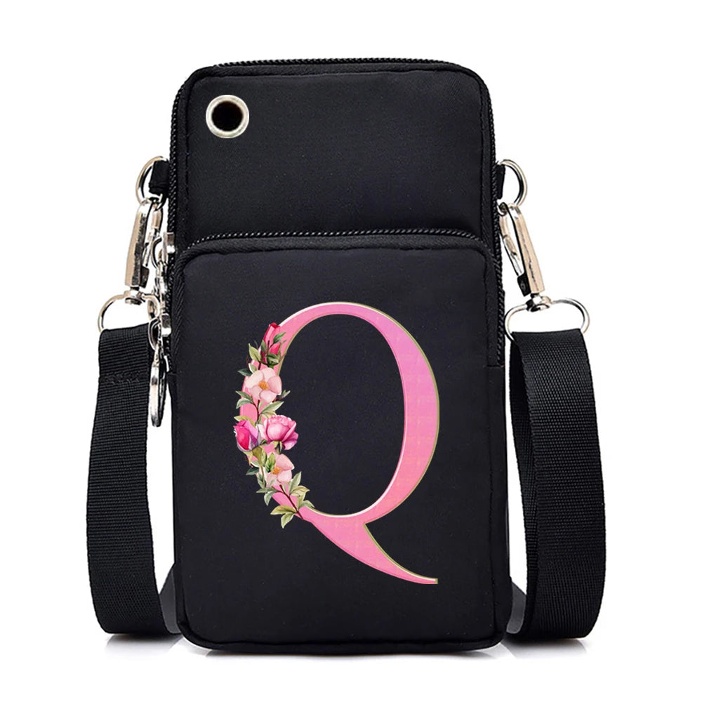 Sac à bandoulière série lettres Sakura rose pour téléphone portable pour femmes