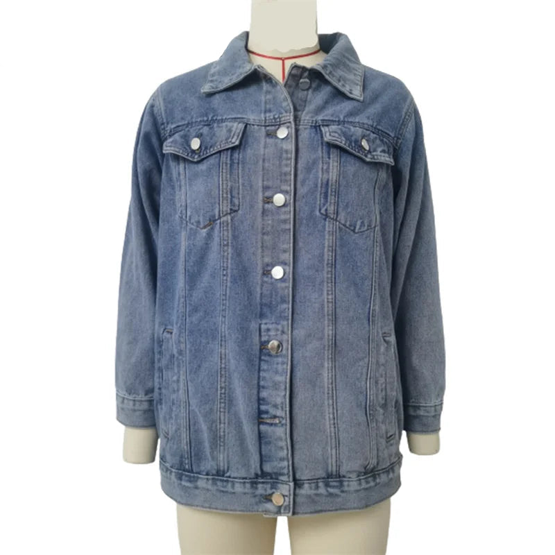Veste en Jean Vintage Femme – Coupe Ample et Revers