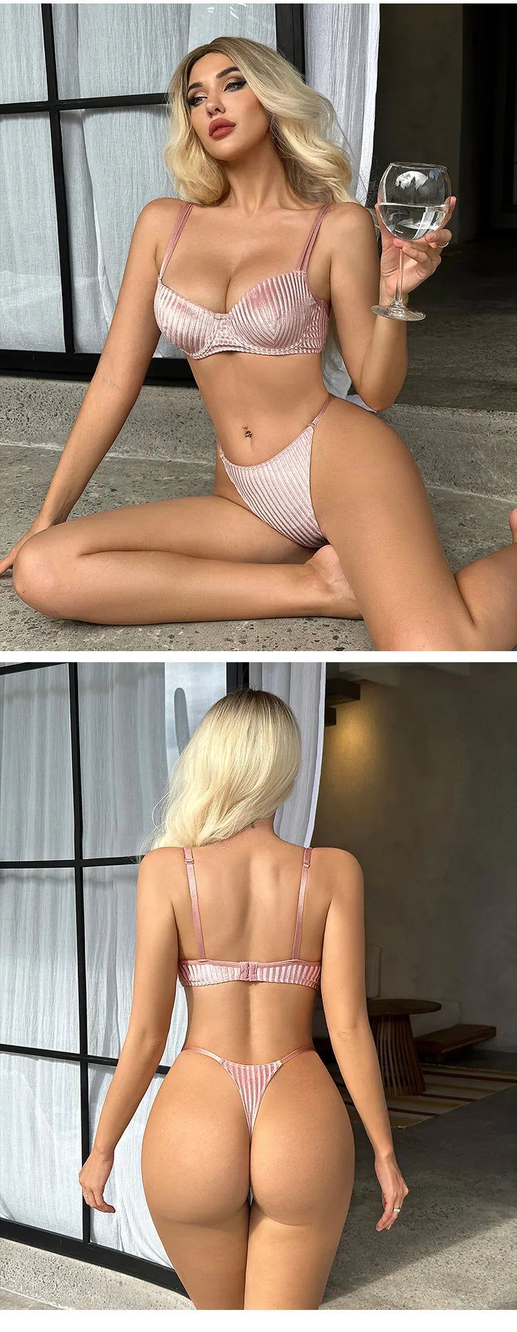 Ensemble soutien-gorge push-up et String pour femmes