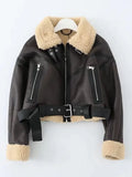 Veste en fausse fourrure d'agneau pour femmes
