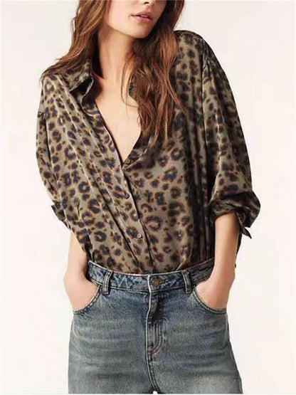 Chemise Femme – Col Rabattu et Imprimé Léopard