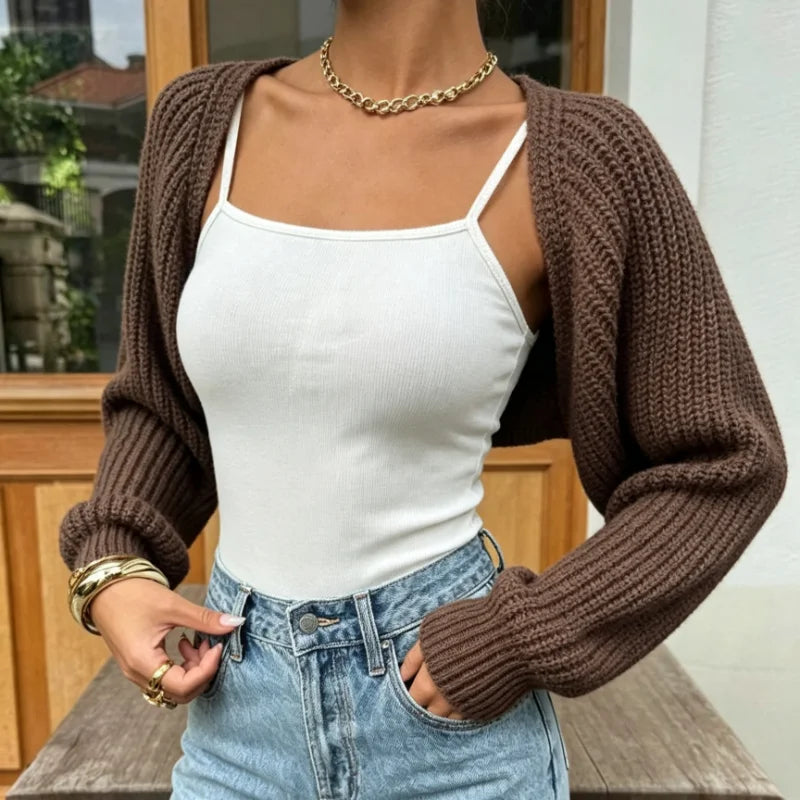 Cardigan Court Femme – Maille et Manches Longues