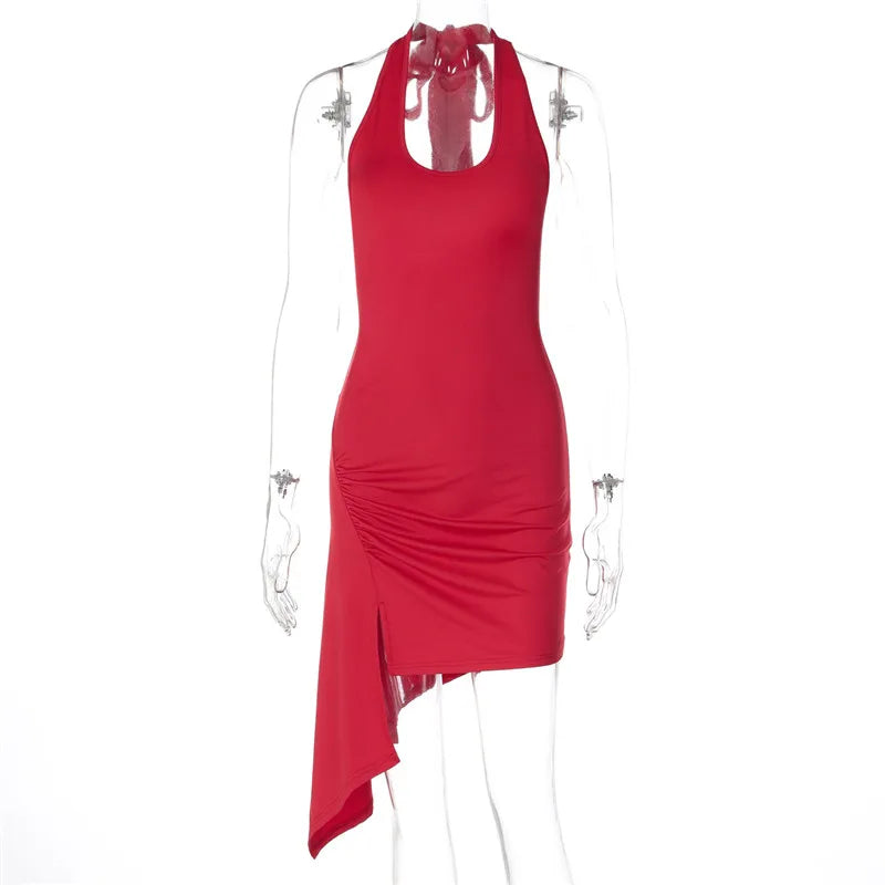 Robe courte femme moulante asymétrique dos nu