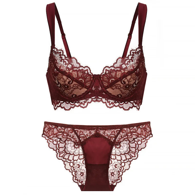 Ensembles soutien-gorge push-up à bonnets fins et culotte pour femmes