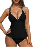 Maillot de bain deux pièces sexy color-block pour femmes