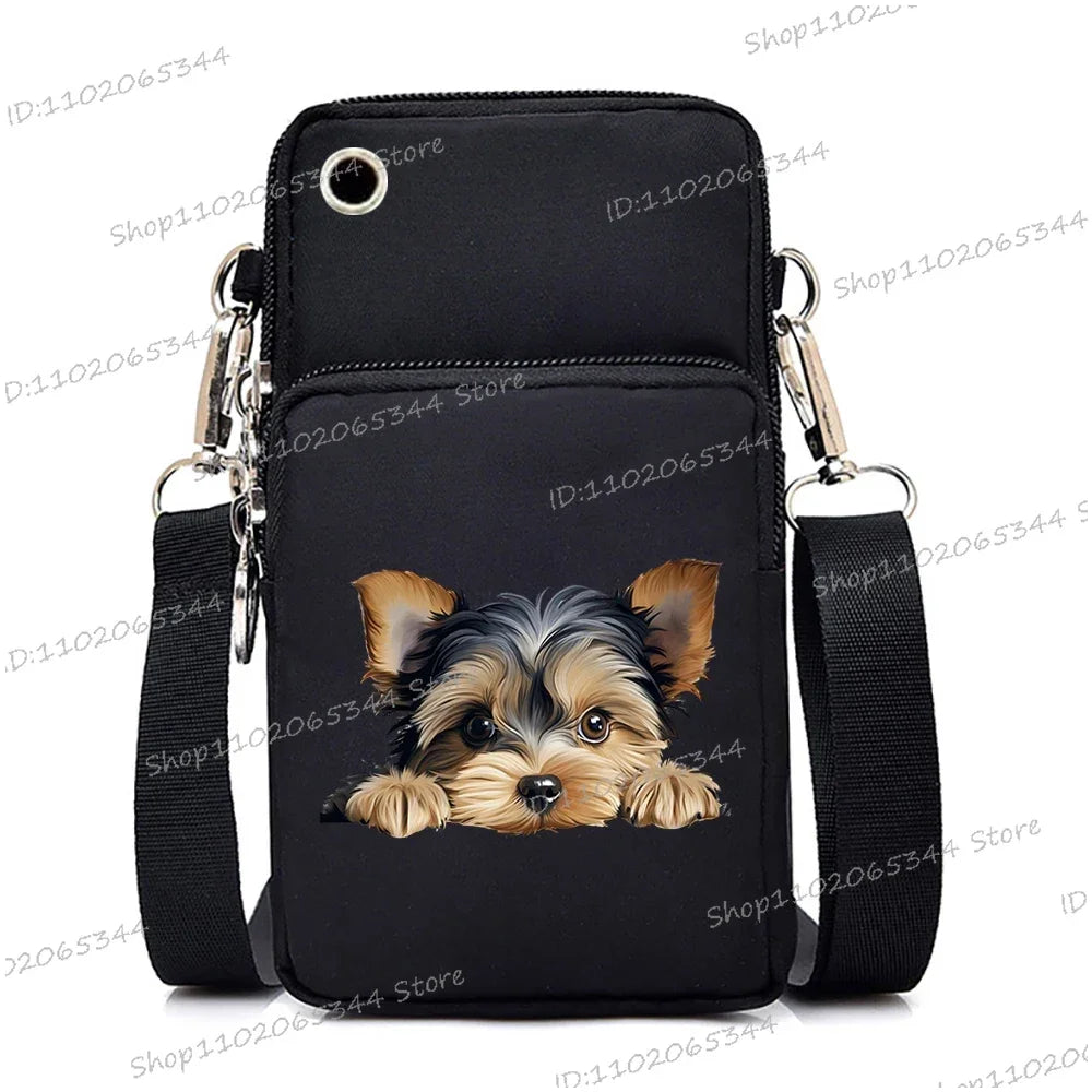 Sac à main pour téléphone portable imprimé chien 3D pour femmes