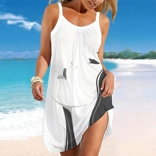 Robe de Plage Femme – Fleurs, Fines Bretelles et Ourlet Asymétrique