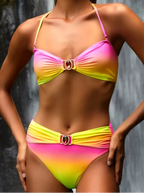Maillot de bain deux pièces avec strass pour femmes