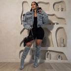 Combinaison en denim matelassé pour femmes