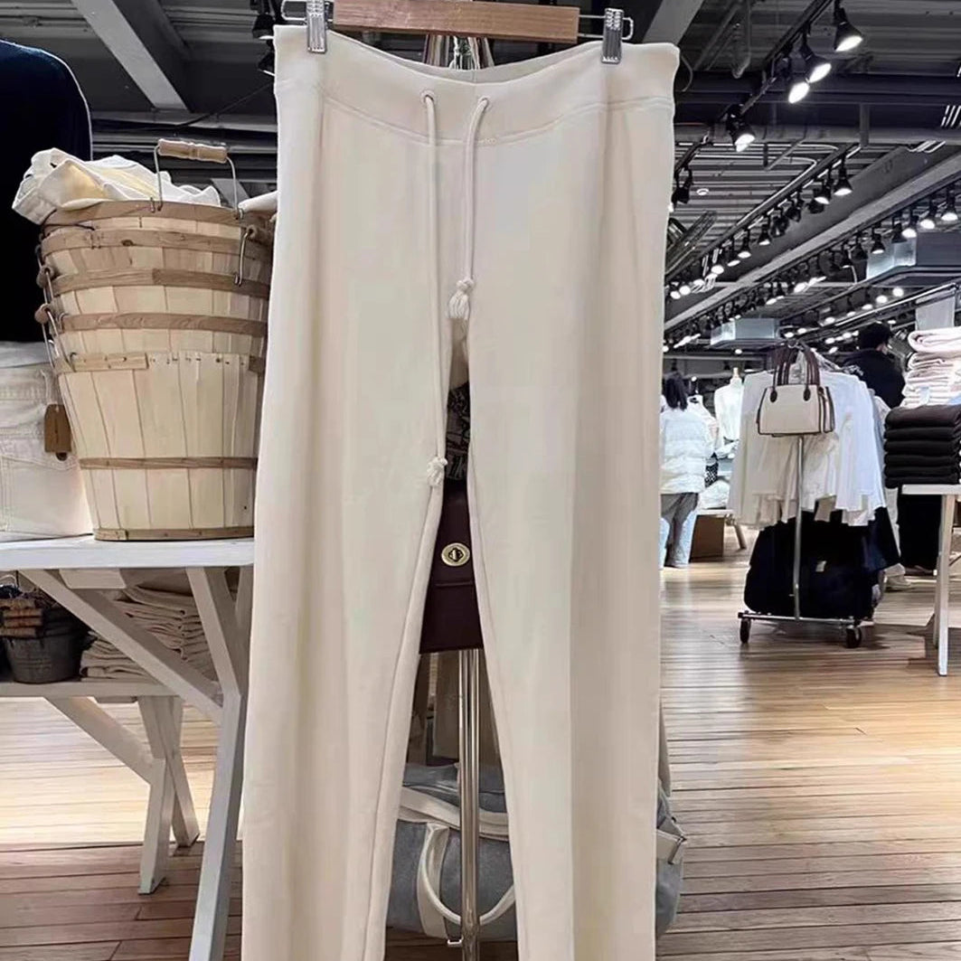 Pantalon de survêtement taille haute à ourlet brut pour femmes