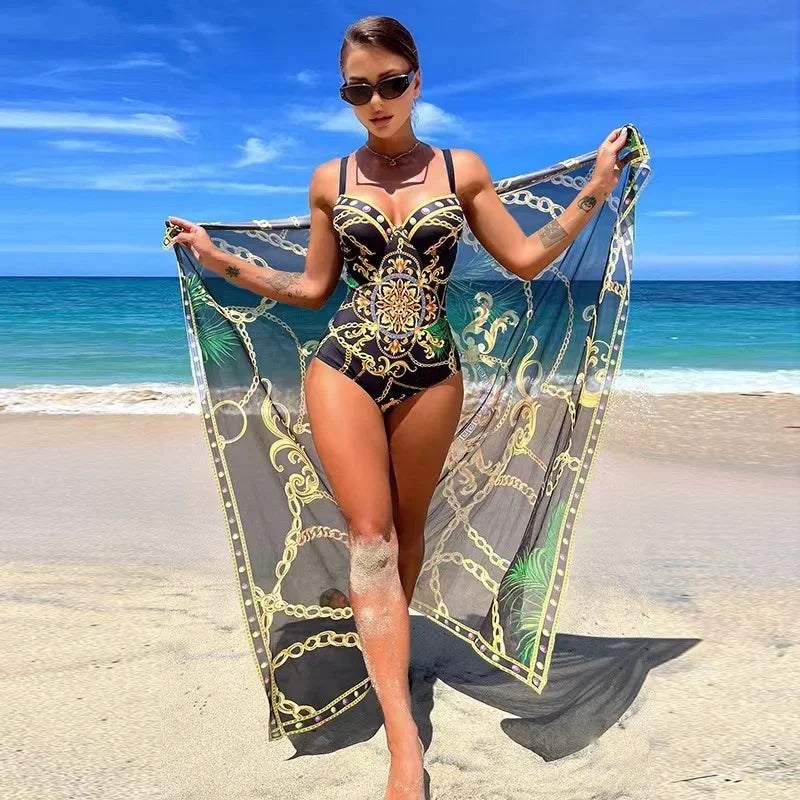 Maillot de bain deux pièces Push Up imprimé fleuri femmes