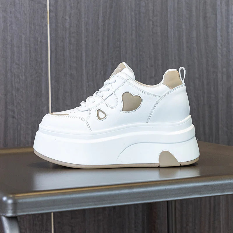 Baskets plate-forme en cuir pour femmes