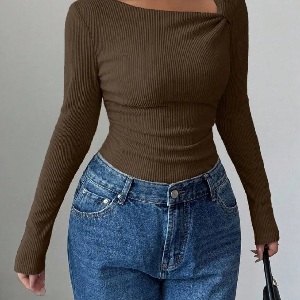 T-Shirt asymétrique plissé pour femme