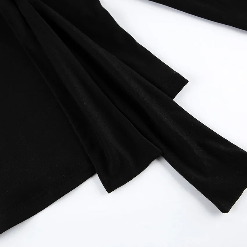 T-shirt moulant à manches longues et épaules dénudées avec nœud pour femmes