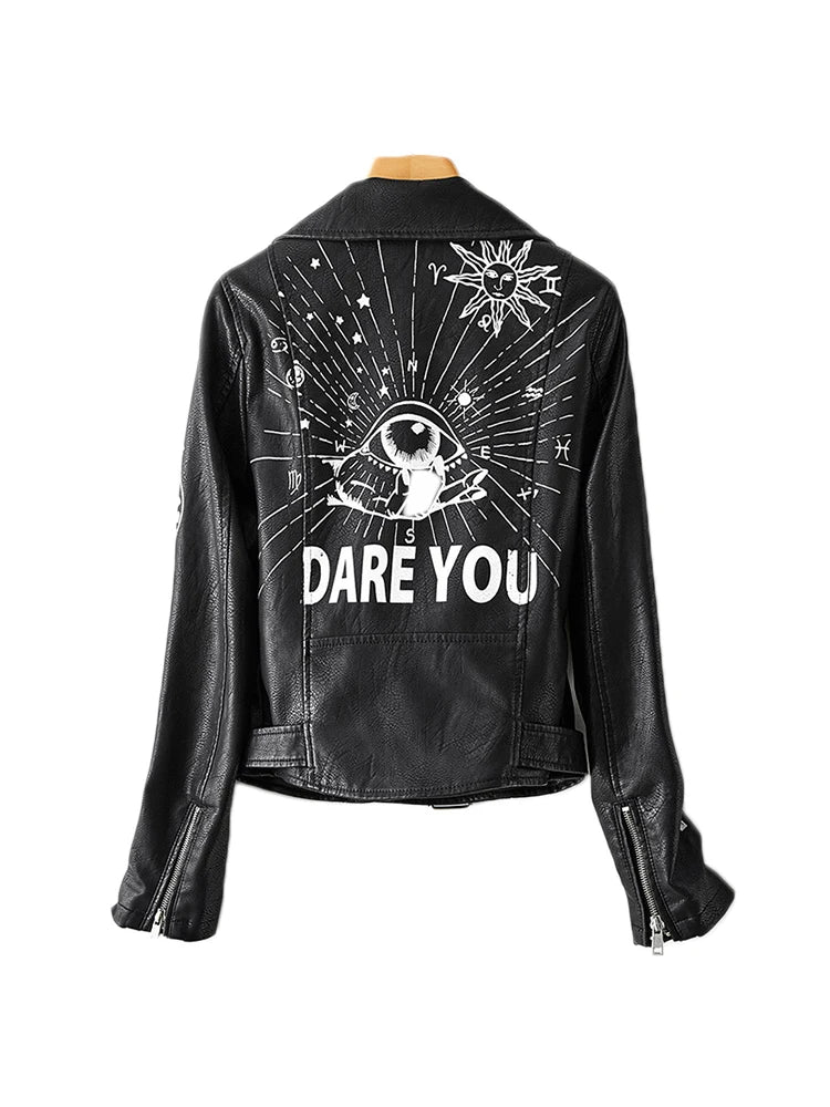 Veste courte en faux cuir Pu pour femmes