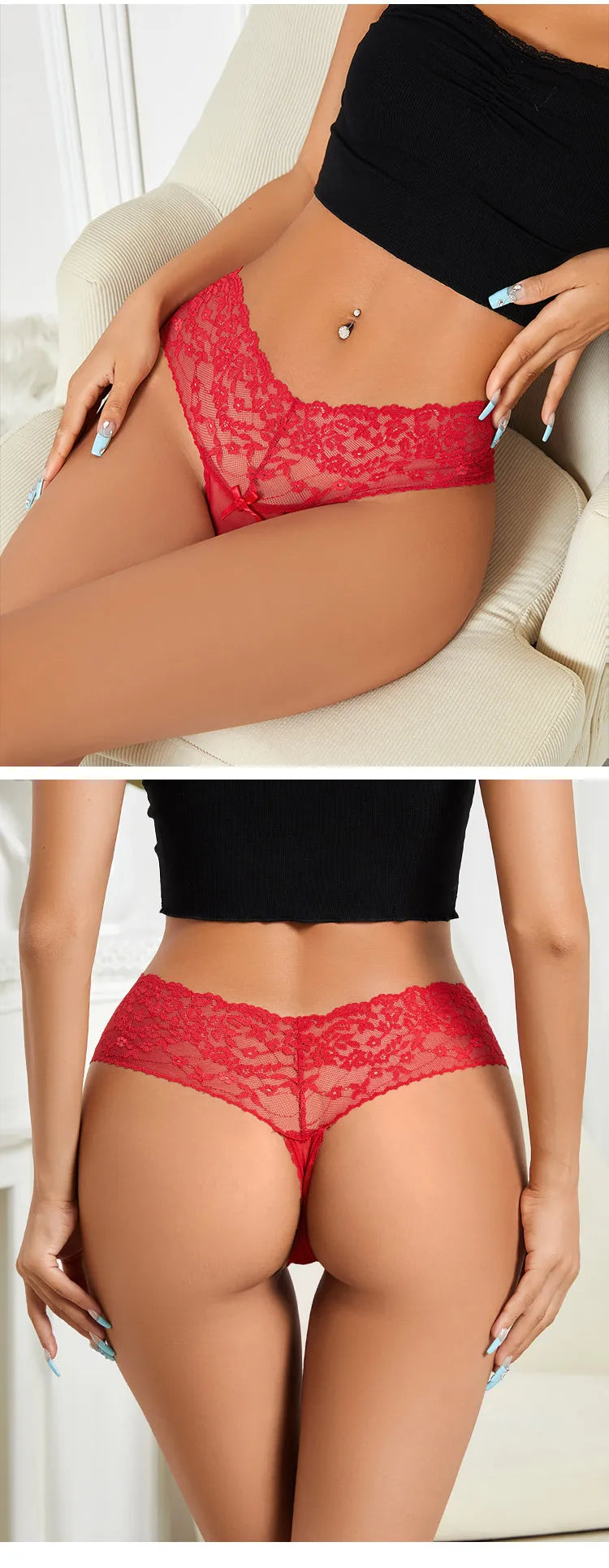 String en dentelle évidée pour femmes