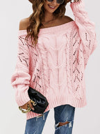Pull tricoté à manches lanternes pour femmes