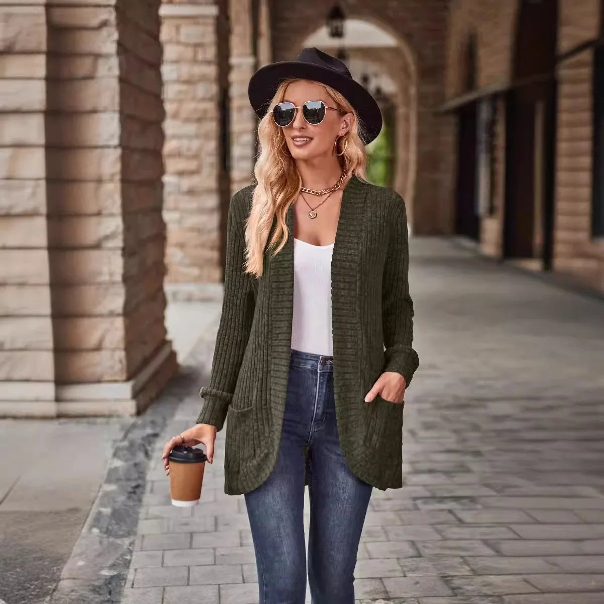 Gilet ample et uni pour femmes