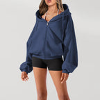 Veste de sport à capuche grise ample américaine pour femmes