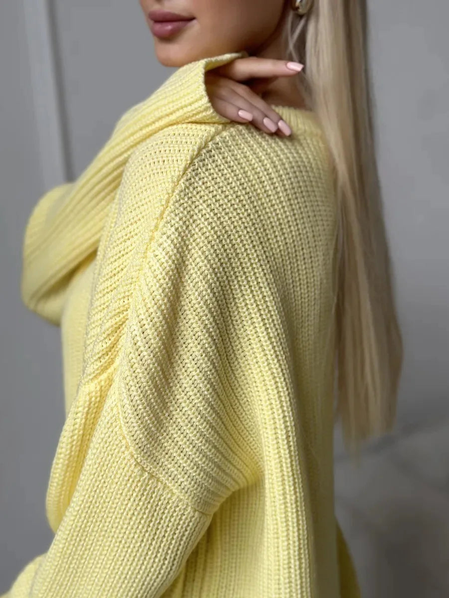 Pull basique tricoté col rond pour femmes