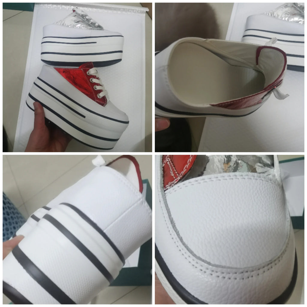 Baskets en cuir véritable pour femmes
