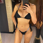 Maillot de bain brésilien deux pièces avec strass et diamants pour femmes