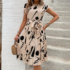 Robe mi-longue imprimée ample pour femmes