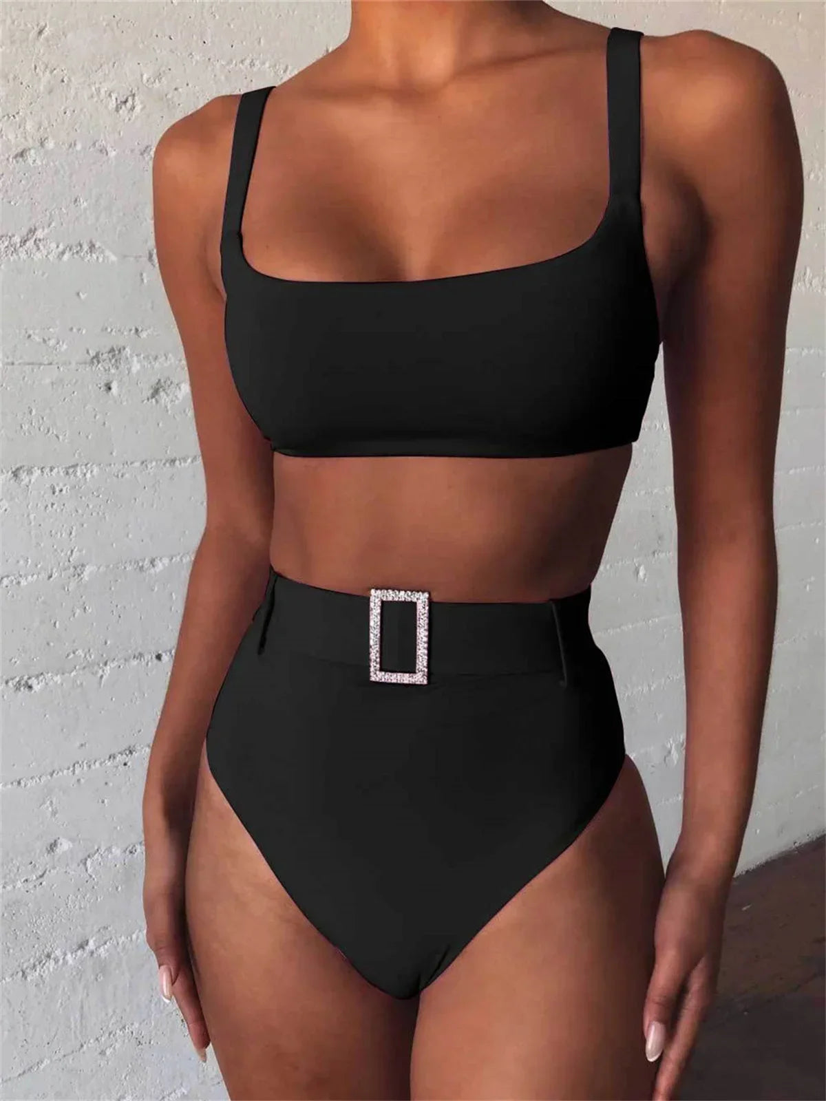 Maillot de bain deux pièces taille haute pour femmes