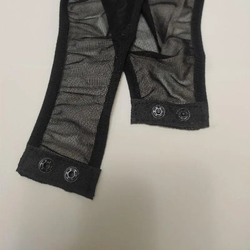Body noir à col roulé et manches longues ajouré, transparent et sexy, pour femmes