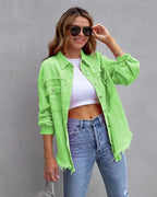 Veste en jean style chemise pour femmes