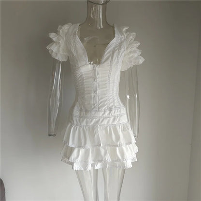 Mini-Robe Rose Femme – Manches Courtes et Col V
