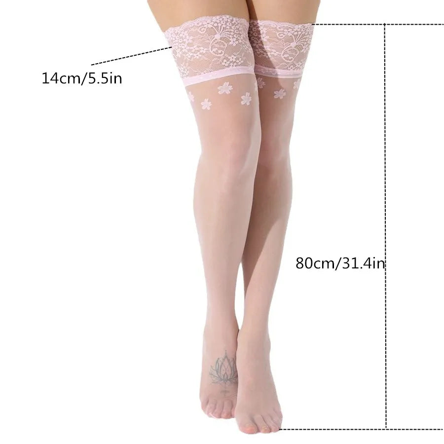 Bas en dentelle rose pour femmes