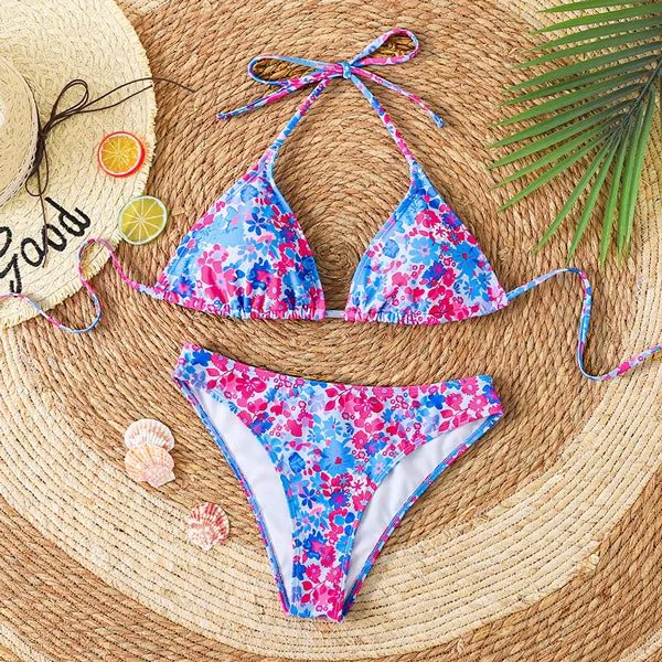 Maillot de bain deux pièces brésilien imprimé à pois noirs et blancs pour femmes