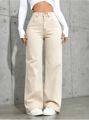 Jean Droit Large Femme – Taille Haute