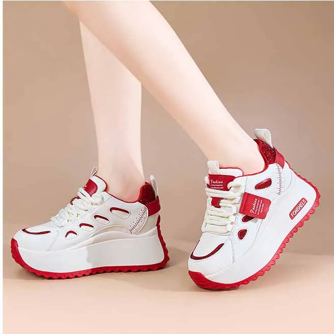 Baskets en cuir véritable confortable respirant pur femmes