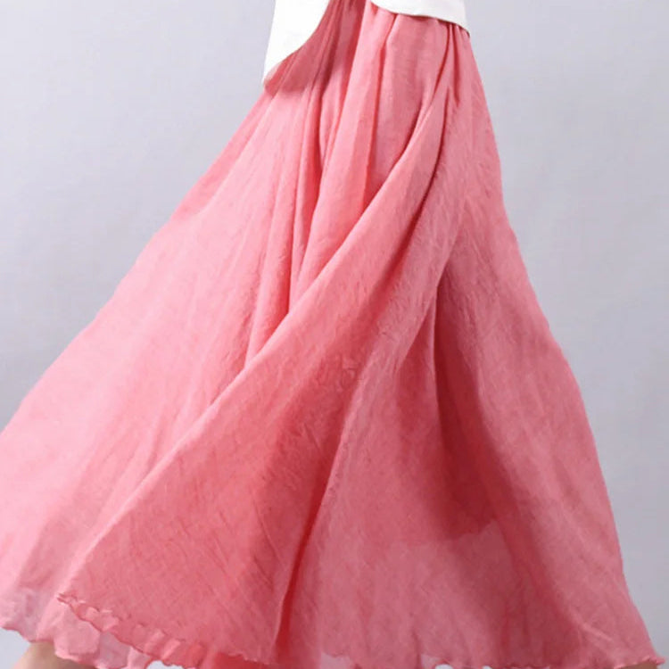 Jupe maxi en lin taille haute pour femmes