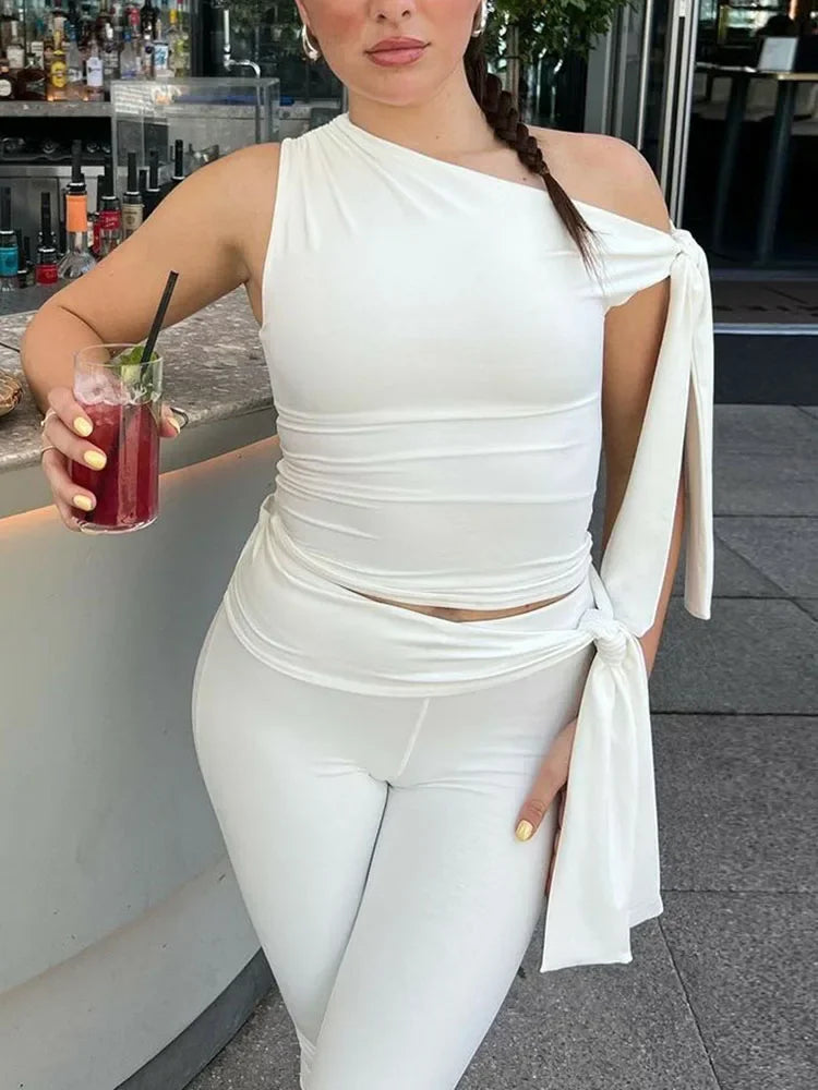 Ensemble 2 pièces haut court et short taille haute pour femmes