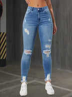 Jean Skinny déchiré taille haute pour femmes