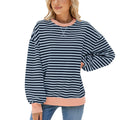 T-shirt à manches longue décontracté ample rayé pour femmes