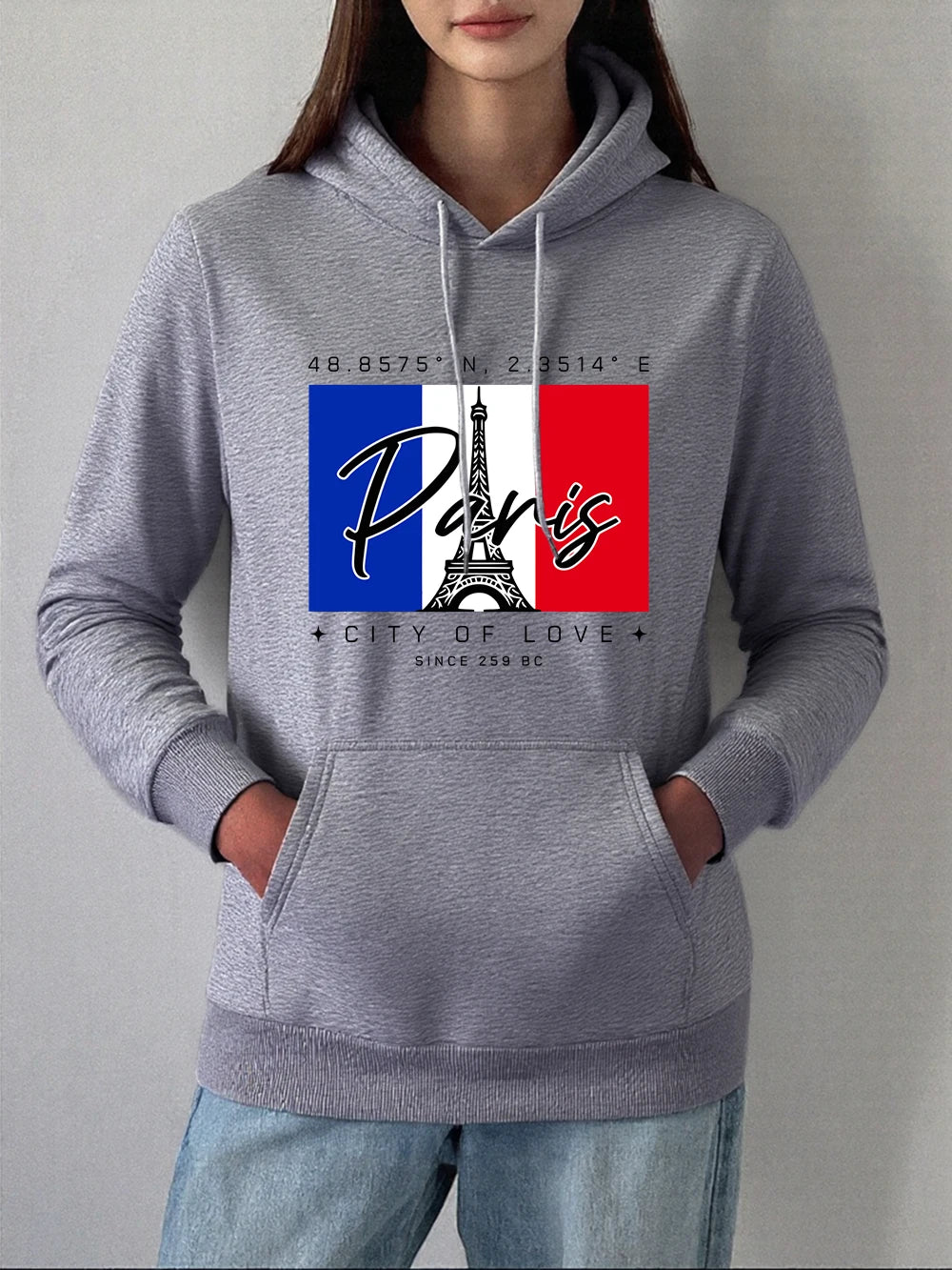 Sweat-shirts à capuche imprimés Paris Ville Amour pour femmes