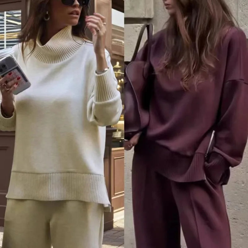 Ensemble 2 pièces sweat-shirt ample et décontracté et pantalon large pour femmes