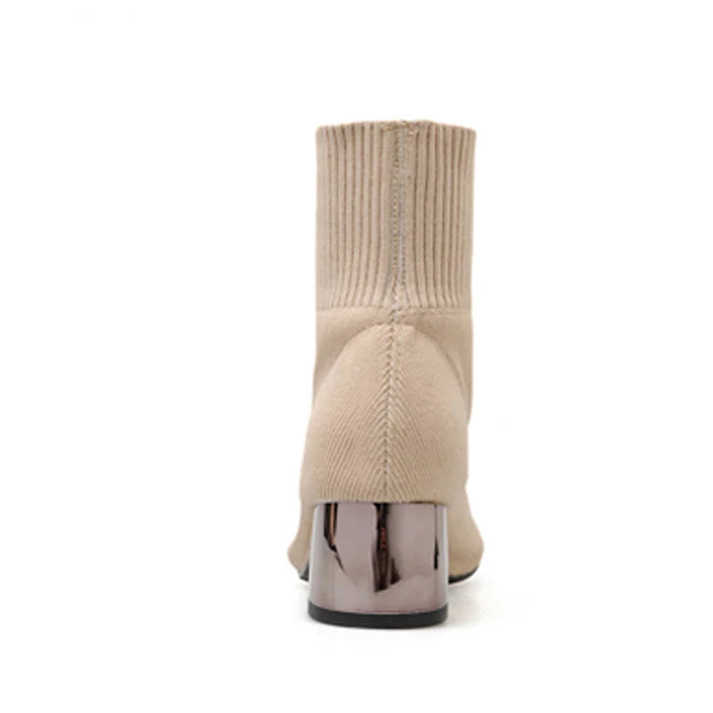 Bottines à talons carrés et bout pointu pour femmes
